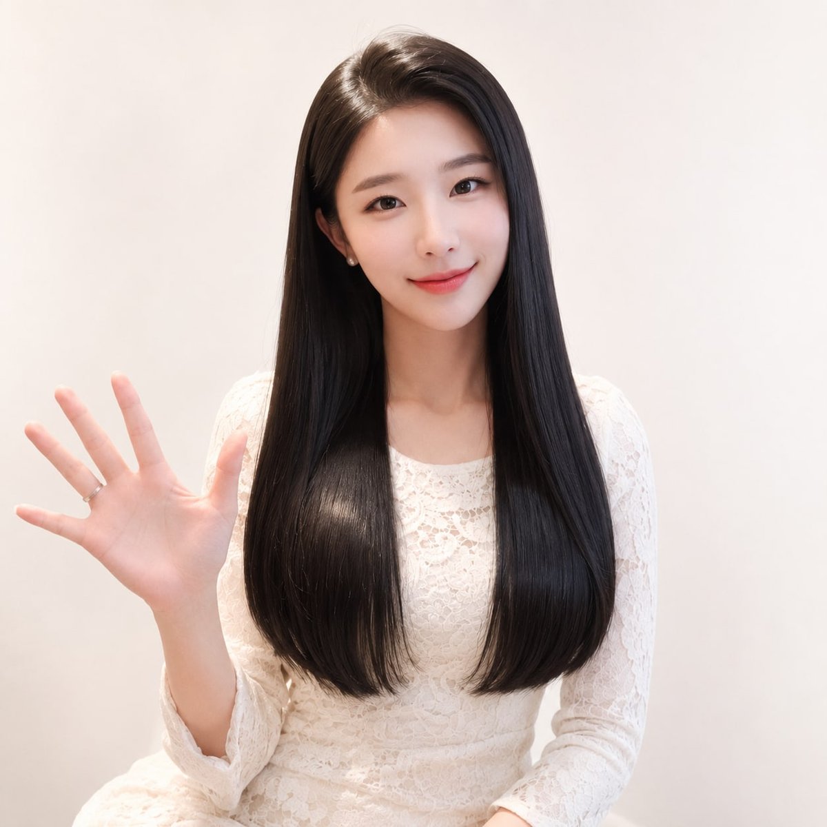 비기닝 프로필 12/63 — 클린 롱 스트레이트 · 맑은 핑크 메이크업으로 청순하고 친근한 이미지를 완성했습니다.