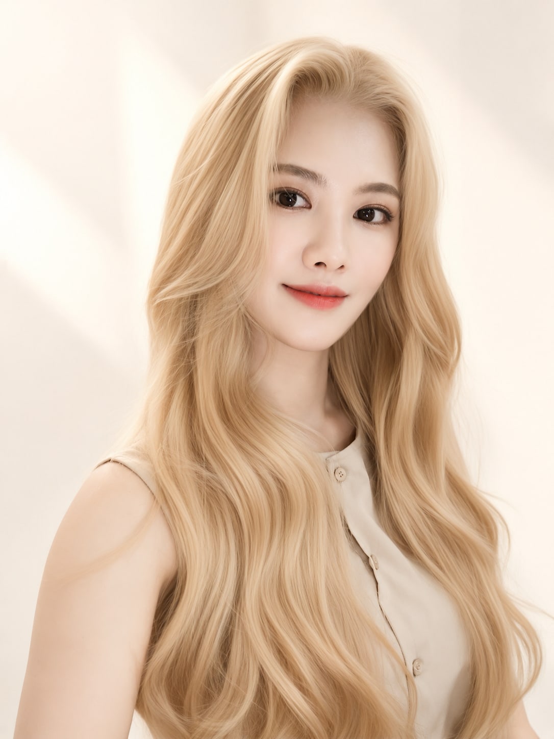 비기닝 헤어 컬러 18/19 — 크리미 골드 블론드 · 부드러운 골드와 베이지가 어우러진 밝은 블론드로 우아하고 화사한 분위기를 살립니다.