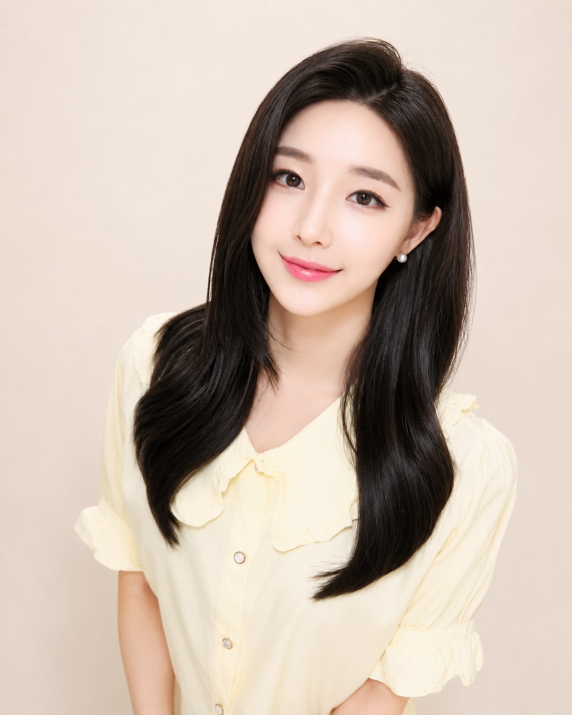 비기닝 롱 헤어 26/41 — 클린 롱 스트레이트 · 군더더기 없이 매끈하게 떨어지는 결감으로 단정한 이미지를 살렸습니다.