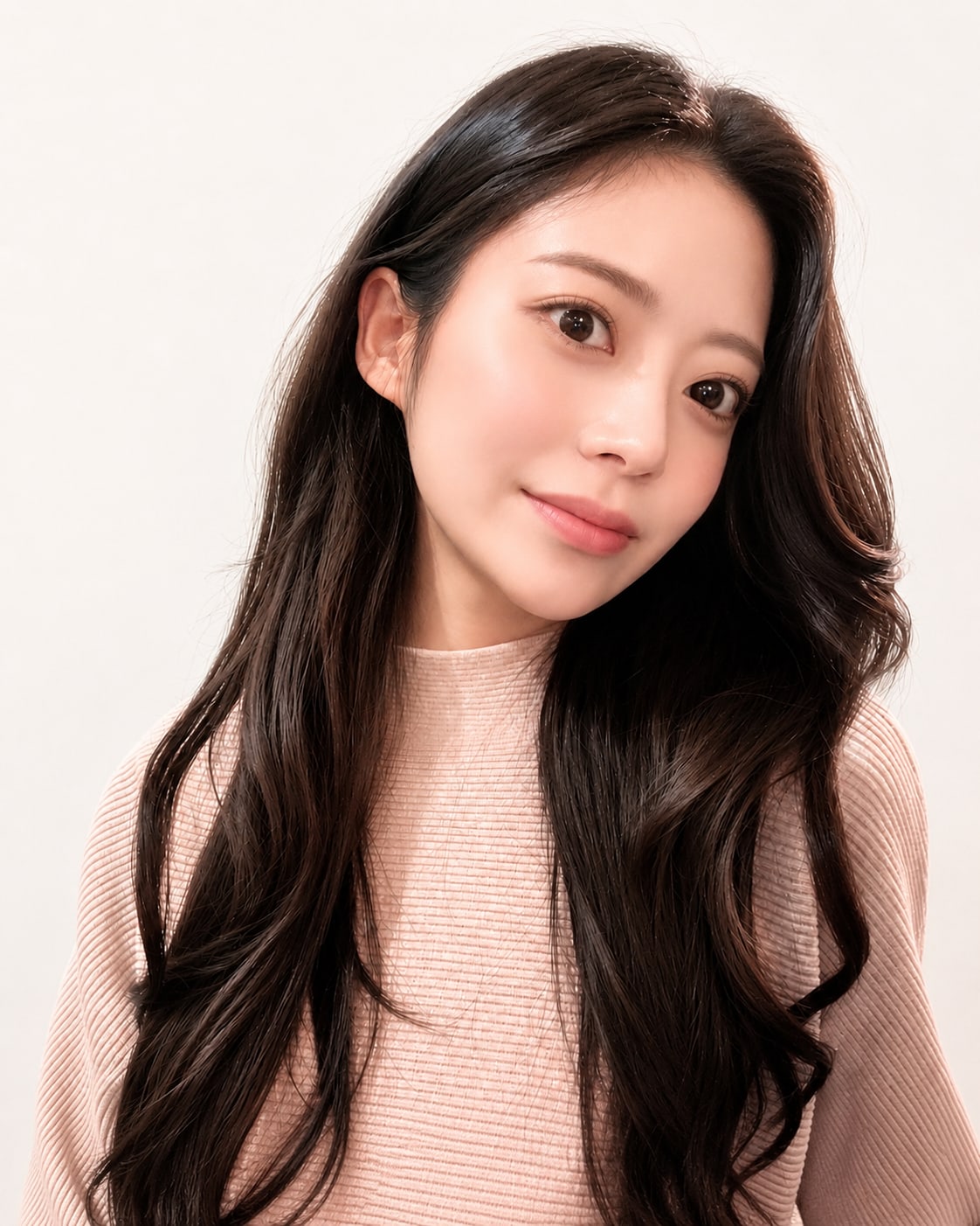 비기닝 롱 헤어 29/41 — 센터 파트 롱 웨이브 · 얼굴선을 감싸는 굵은 컬과 자연스러운 볼륨으로 여성스러운 분위기를 살렸습니다.