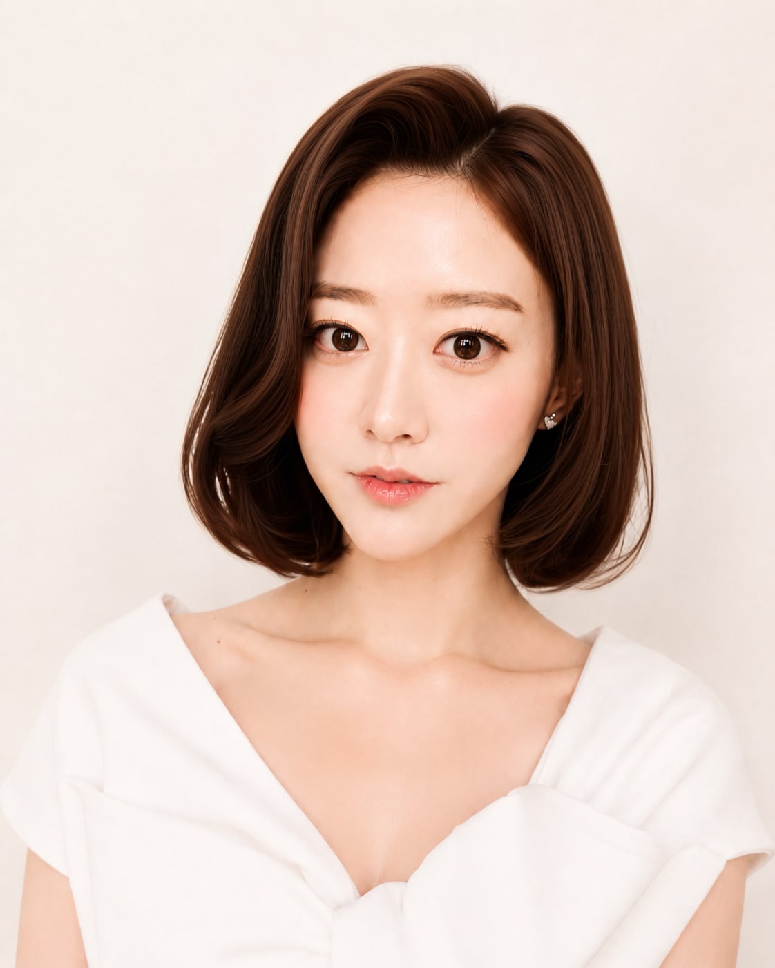 비기닝 숏 헤어 08/12 — 볼륨 C컬 단발 · 뿌리 볼륨과 둥근 끝선으로 여성스럽고 안정감 있는 실루엣을 연출했습니다.
