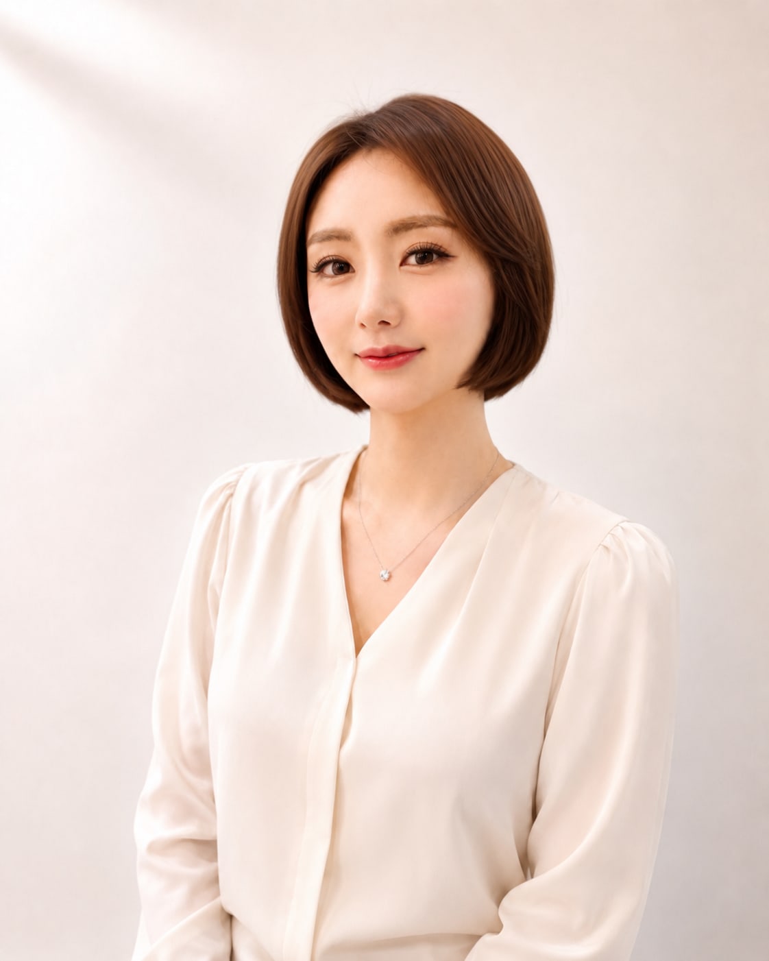 비기닝 숏 헤어 10/12 — 클래식 미니 보브 · 턱선에 맞춘 정갈한 길이와 자연스러운 볼륨으로 단아한 스타일을 완성했습니다.