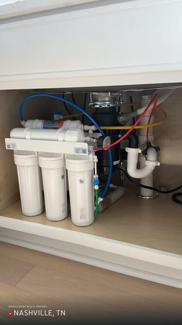 Clean under-sink reverse osmosis system installed by Will's Friends in Nashville, TN