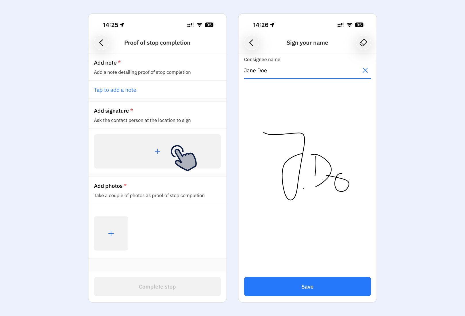 Adding a signature