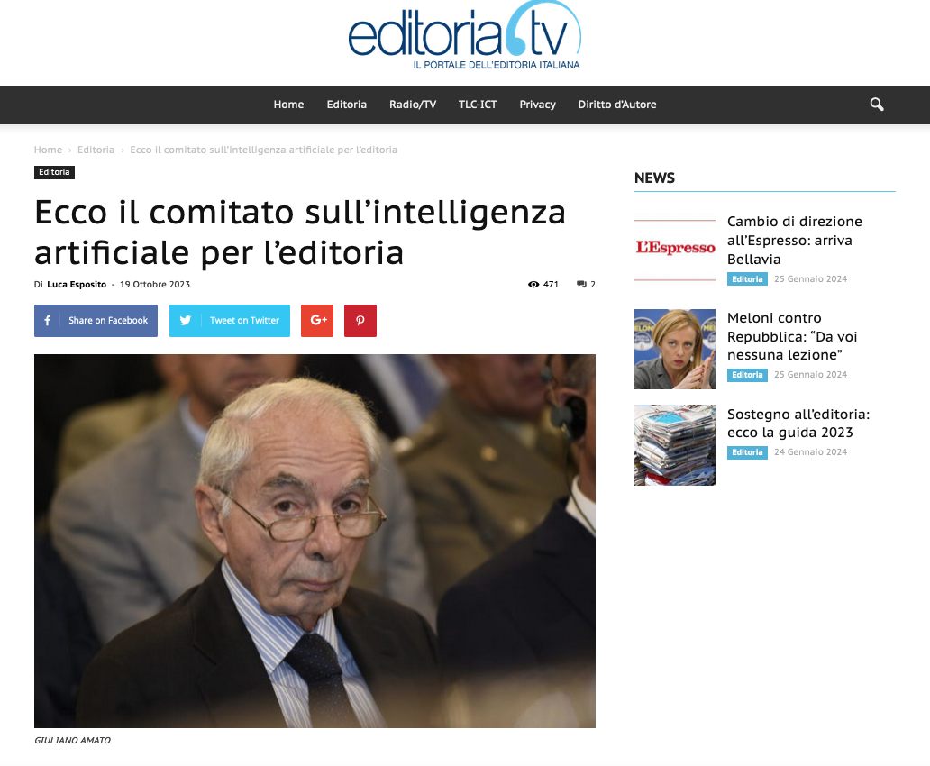 Pagina internet del Portale della Editoria Italiana