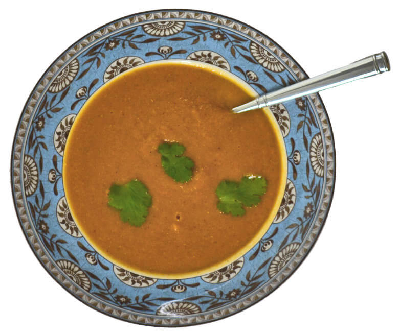 Picture of Carrot Lentil Soup with Cilantro, top down