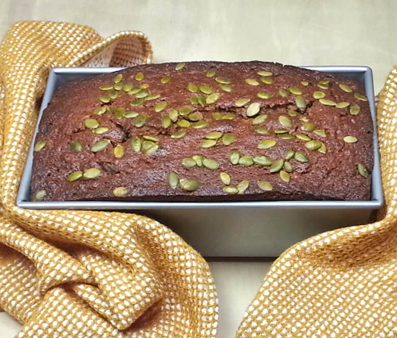 Picture of Chocolate Banana Pumpkin Bread in baking dish