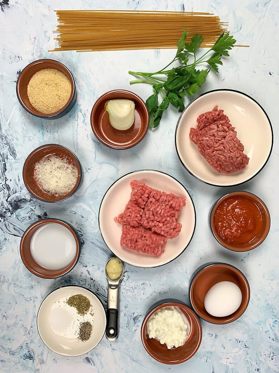 Ingredients Spaghetti and Mini Meatballs