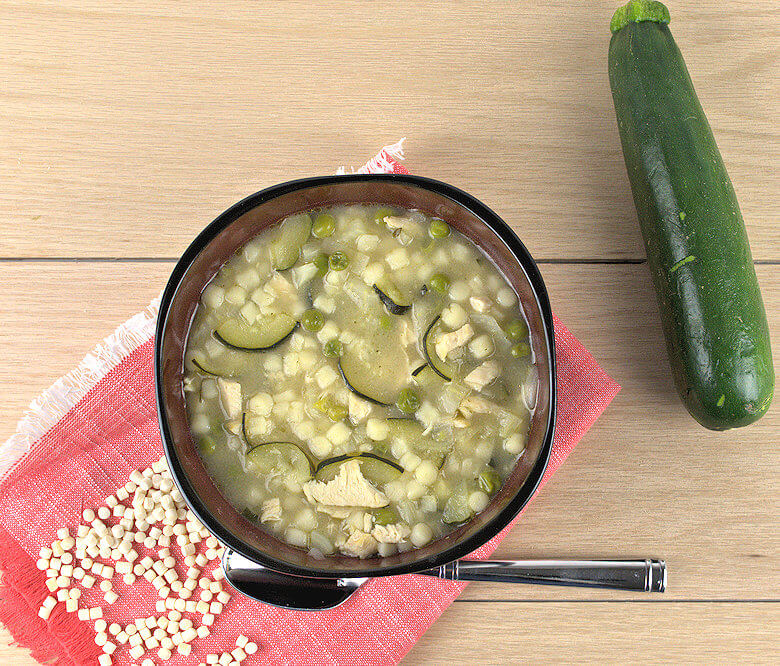 Top down picture of Italian Chicken Soup with Fennel & Zucchini