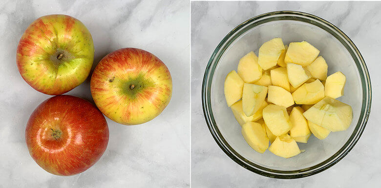 Apples and cubed apples