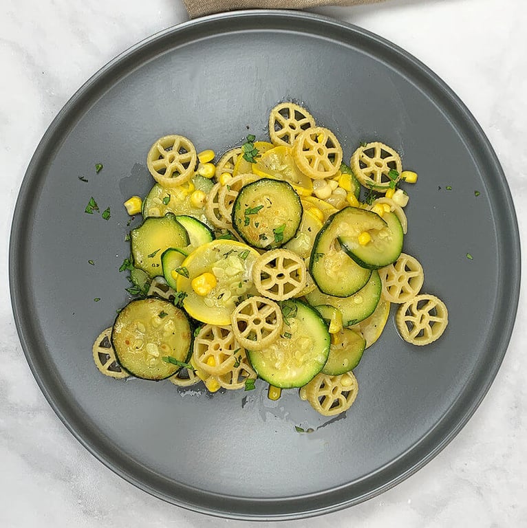 Rotelle Pasta with Squash and Corn