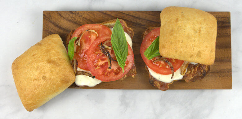 Salami Caprese sandwich, top off