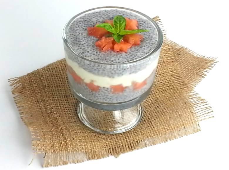 Picture of Watermelon Feta Dessert with Chia Seeds, 45 degrees