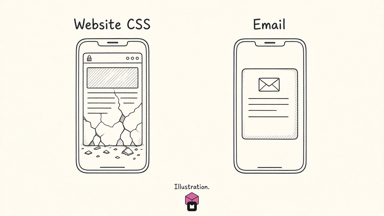 مقارنة بين تنسيق CSS الخاص بالمواقع وتخطيط الإيميل على الهواتف