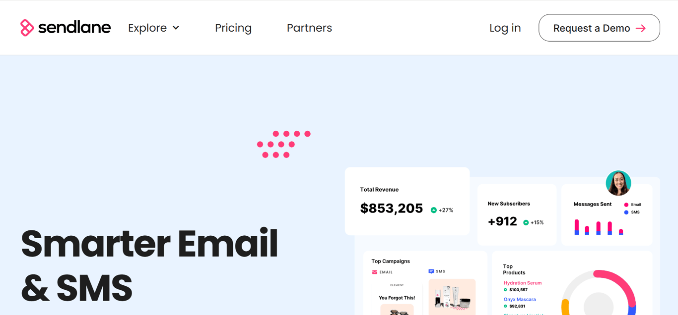 Homepage of Sendlane