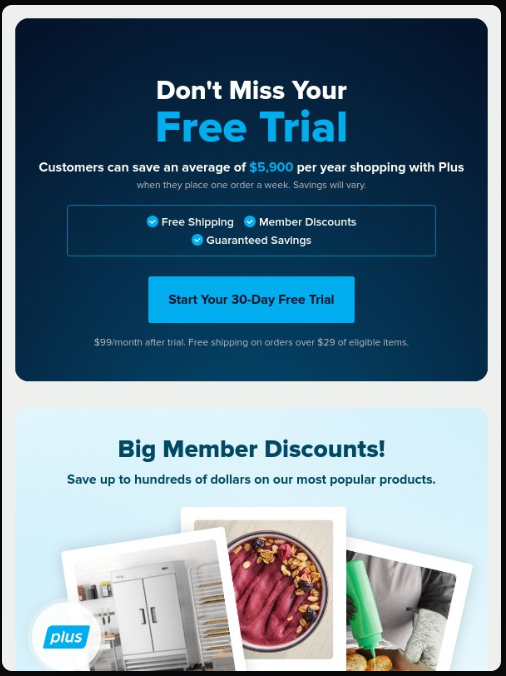 A trial conversion email template sent on the final day of a free trial, referencing the user's activity during the trial and presenting a single upgrade CTA with a clear value statement. 