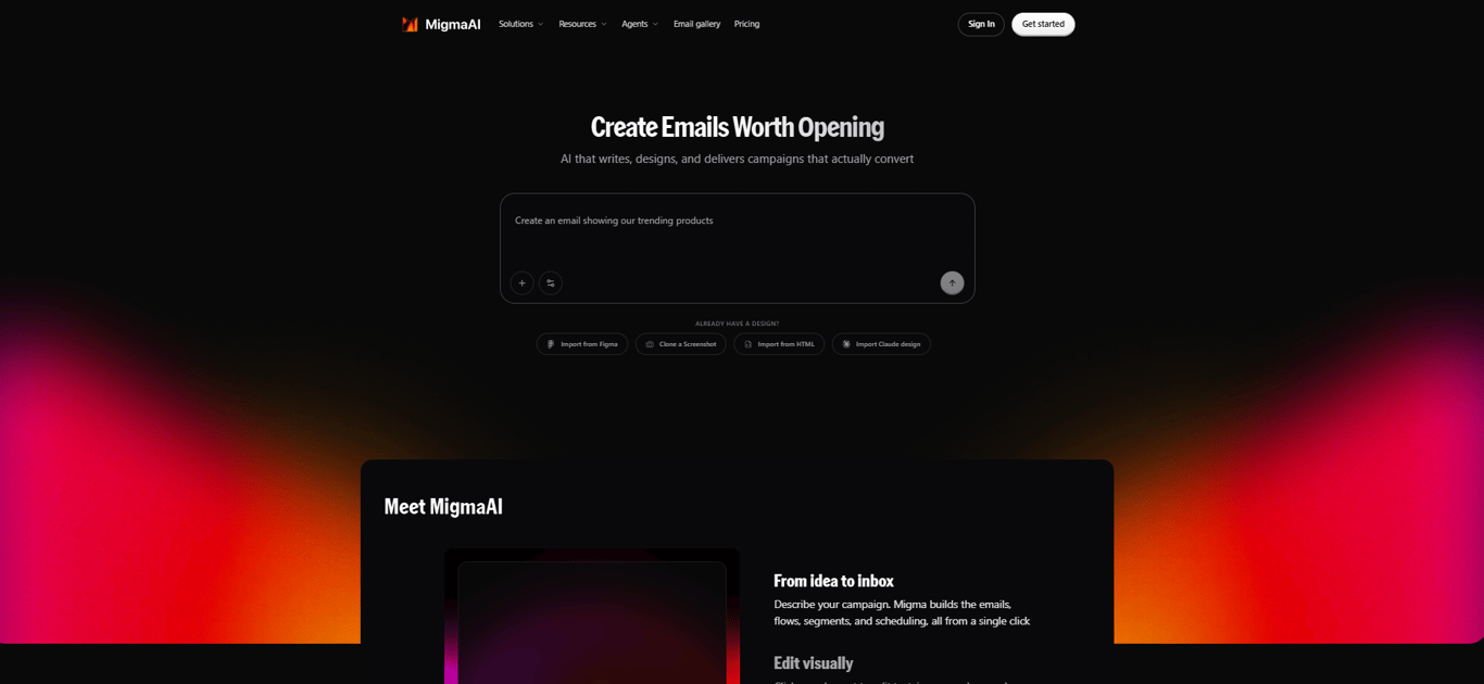 Homepage of Migma