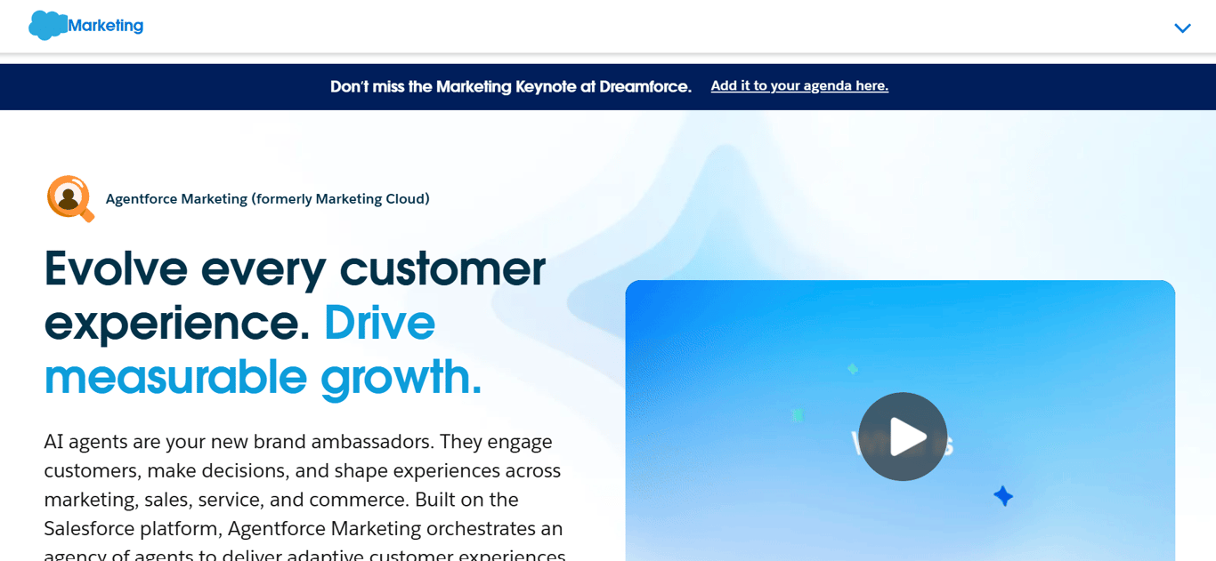 Homepage of Salesforce