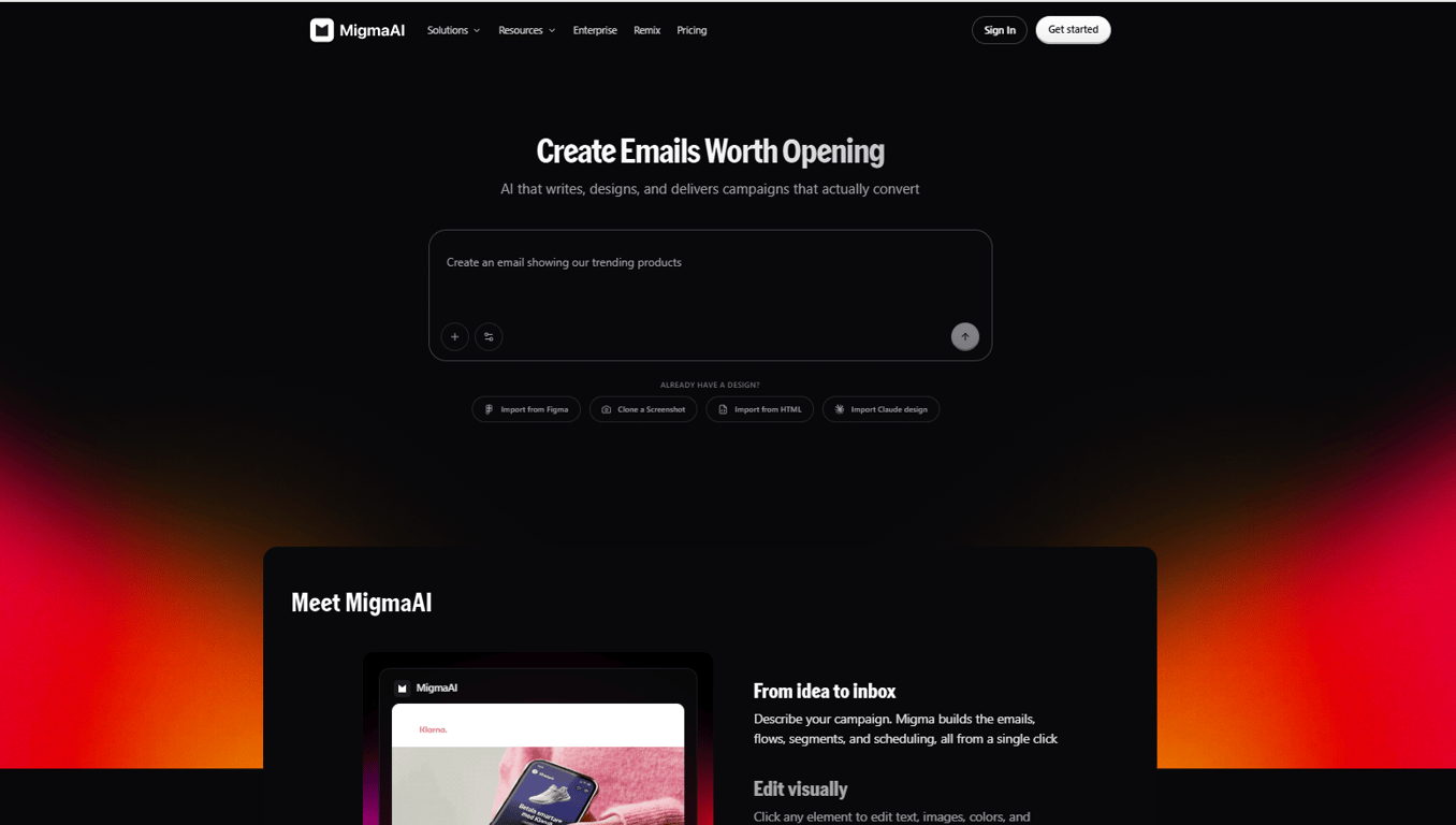 Homepage of Migma