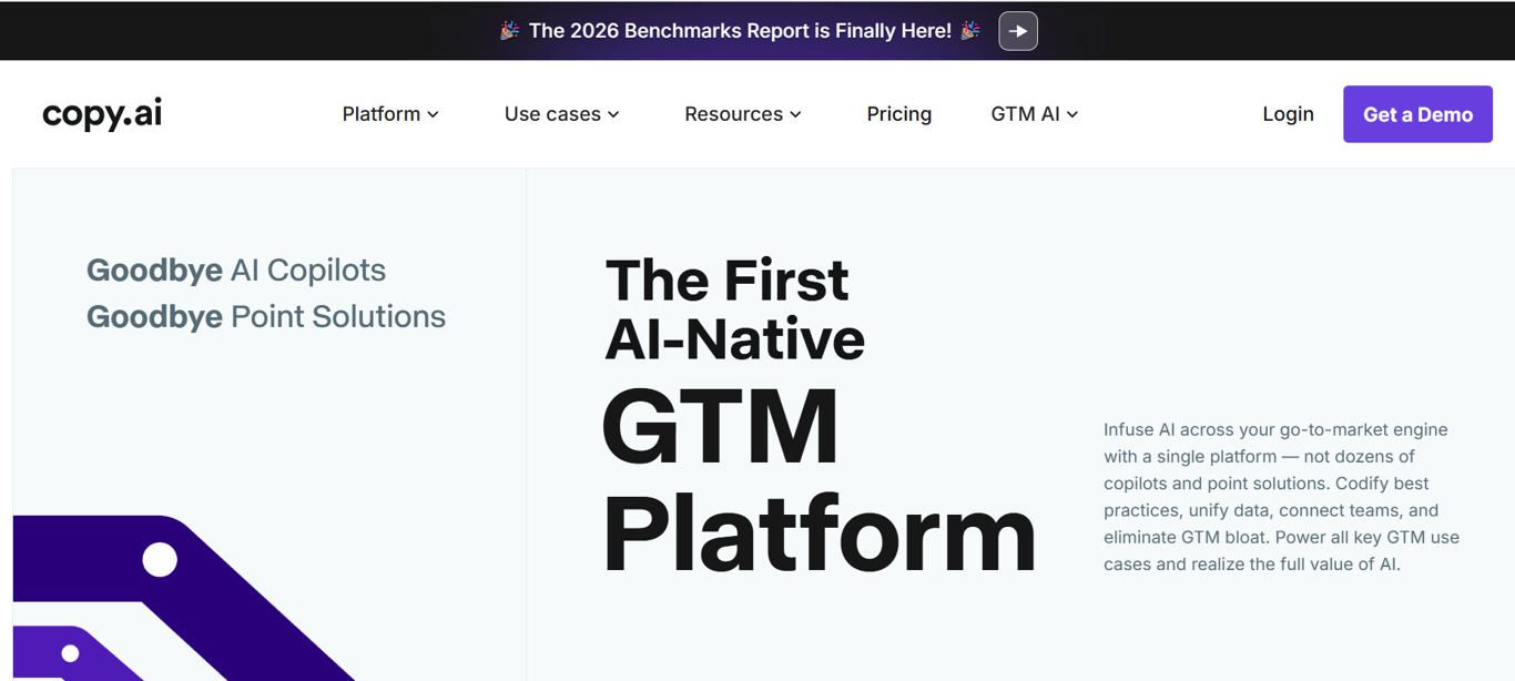 Homepage of copy.ai