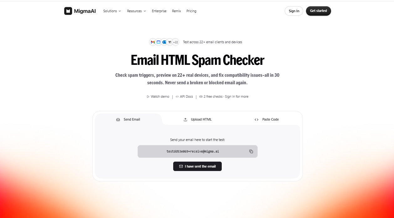 Email HTML Spam Checker of MigmaAI