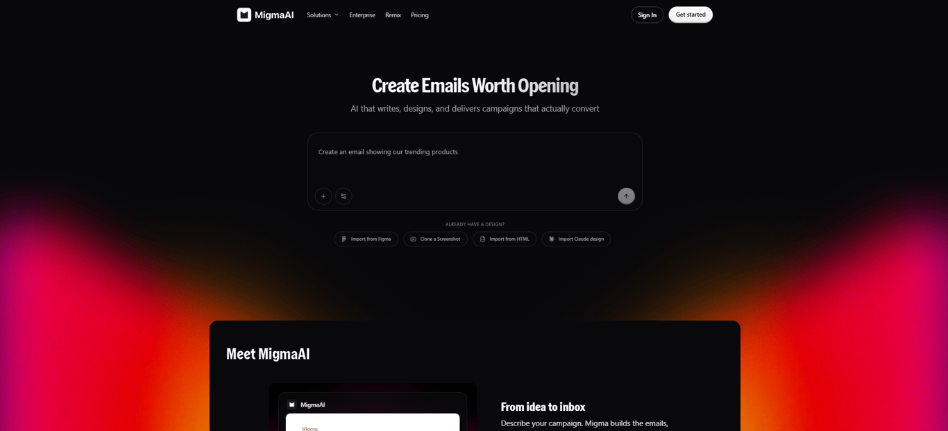 MigmaAI AI-powered email content creation alongside Shopify email platforms.