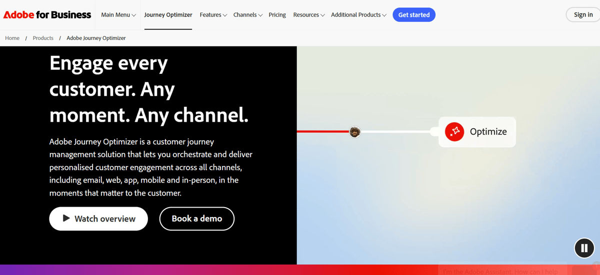 Homepage of Adobe