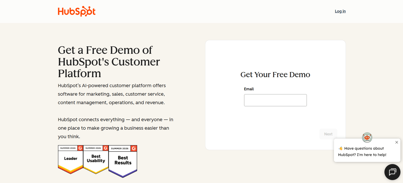 HubSpot marketing hub dashboard with CRM and campaign data 