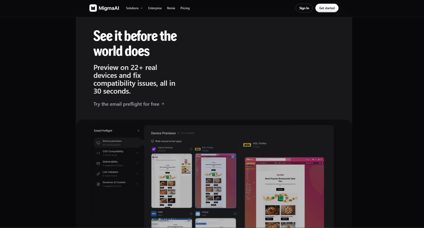 MigmaAI features including AI content generation, automation, and email exports