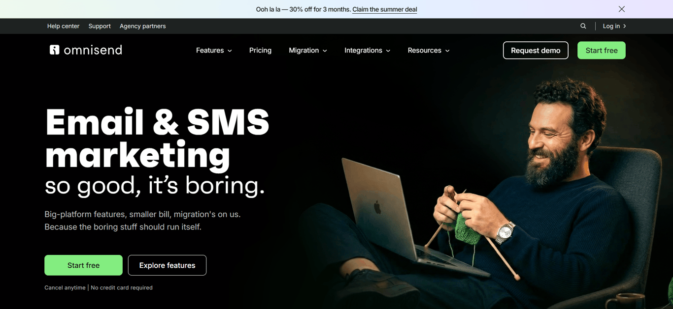 Omnisend email and SMS automation dashboard