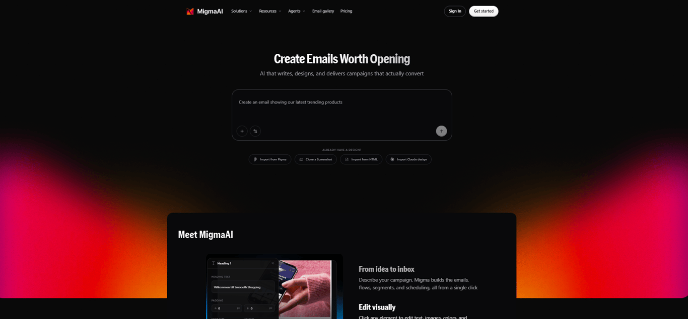Homepage of Migma