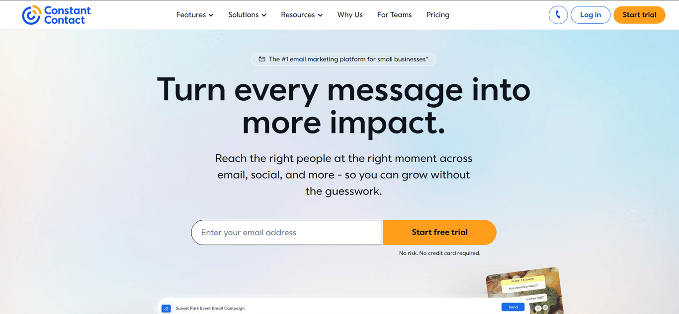 Constant Contact email marketing dashboard