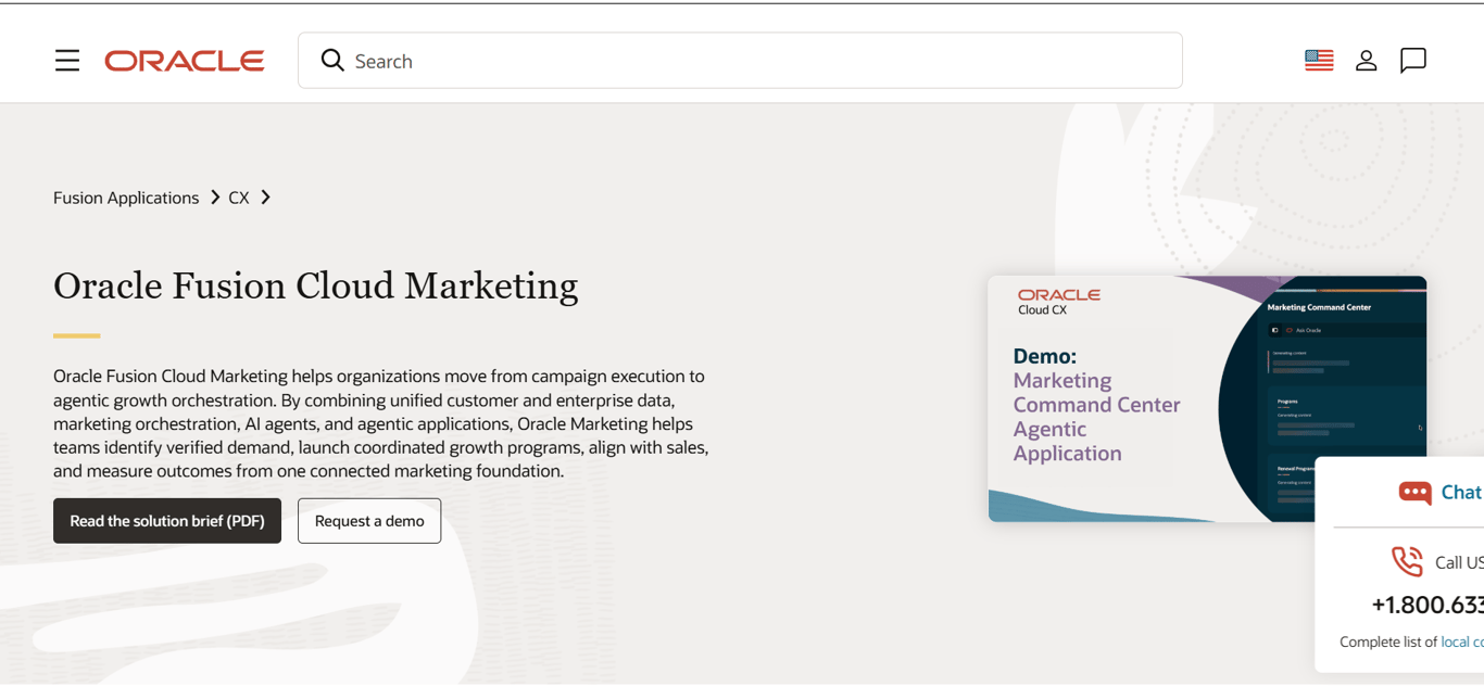 Homepage of Oracle