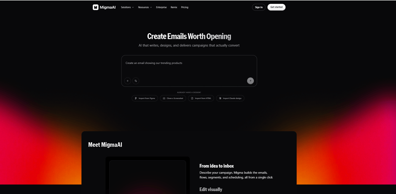 Homepage of Migma