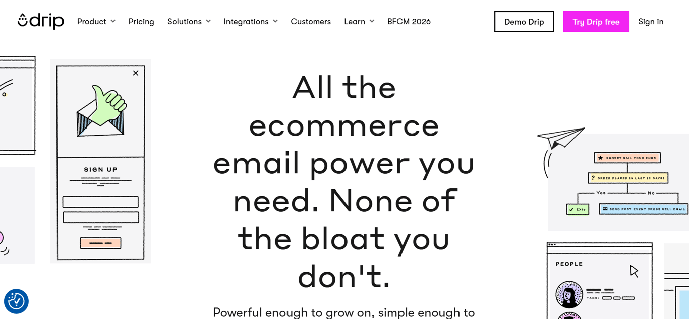 Alt Text : Homepage of Drip
