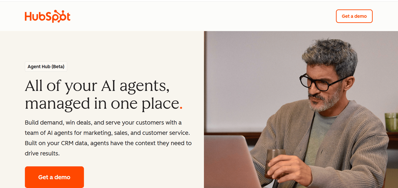 Homepage of Hubspot