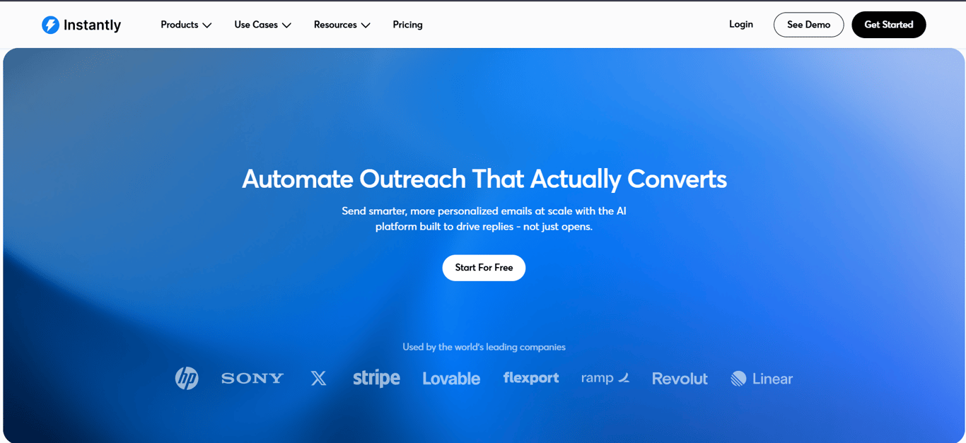 Homepage of Instantly SS