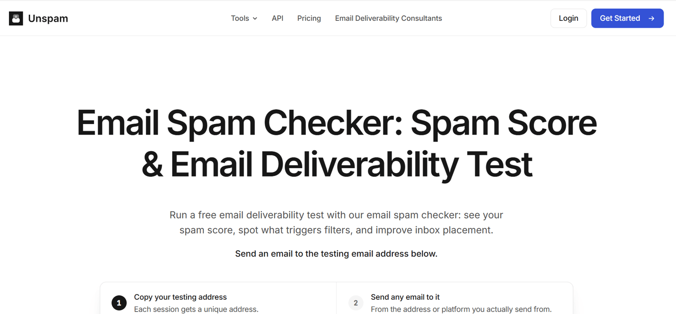 Homepage of Unspam