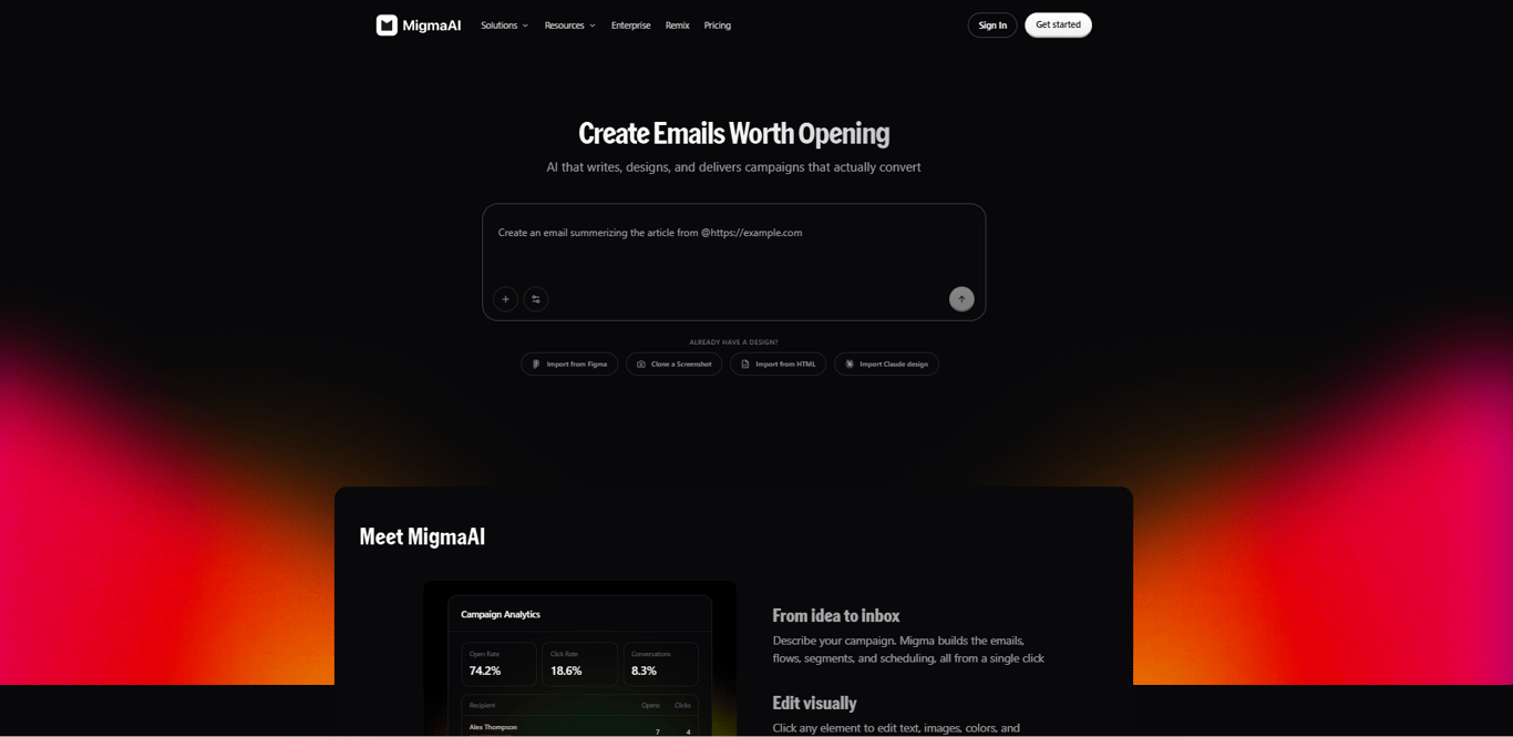 Homepage of Migma