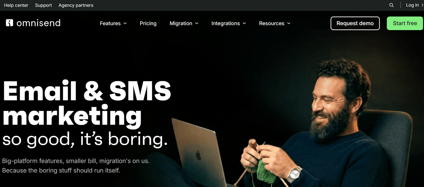 Homepage of Omnisend