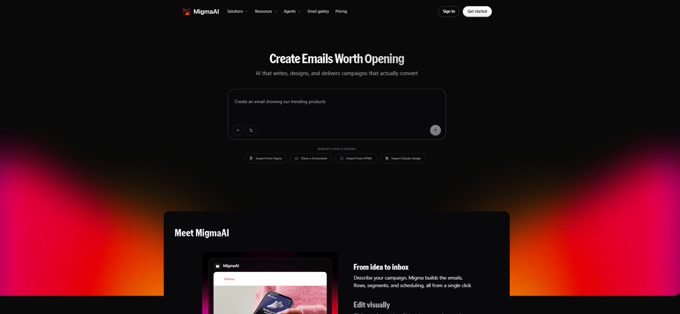 Homepage of Migma