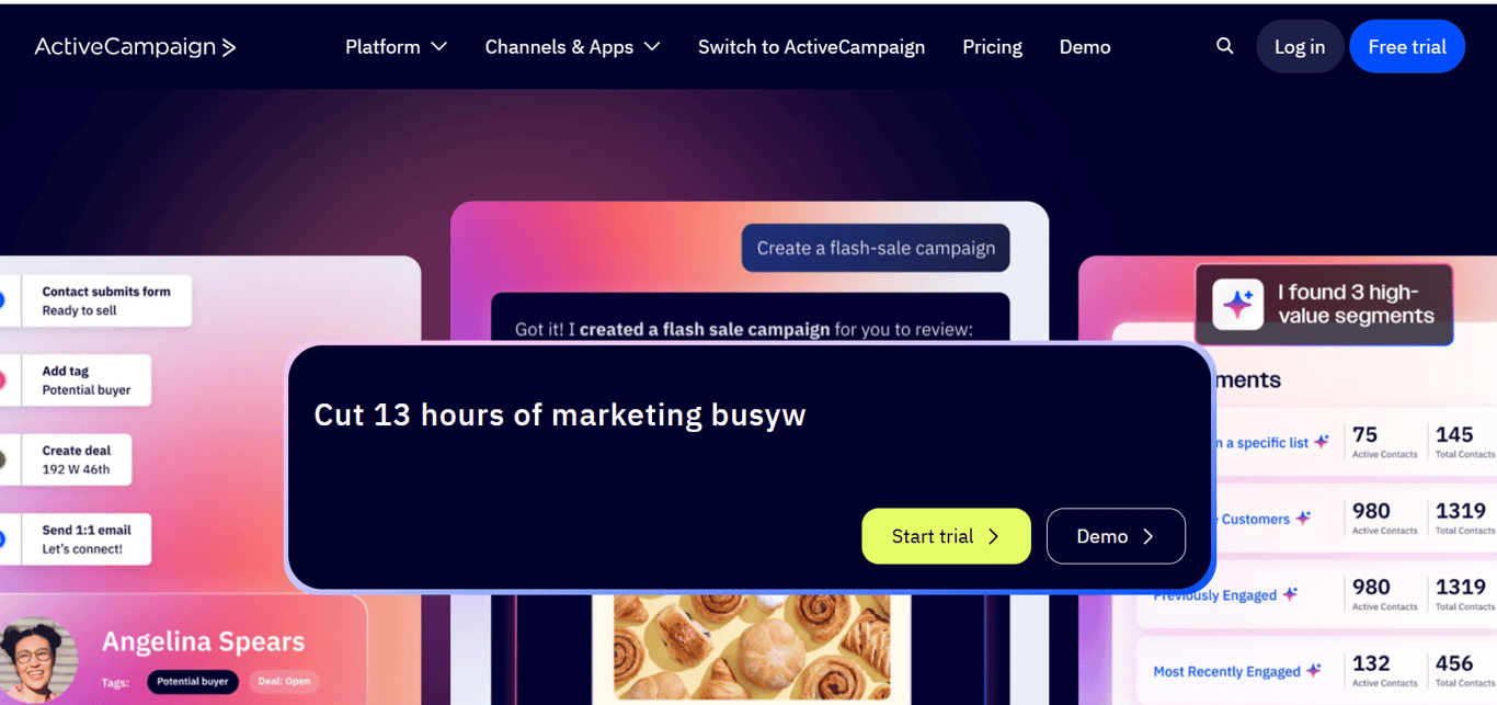 Homepage of ActiveCampaign
