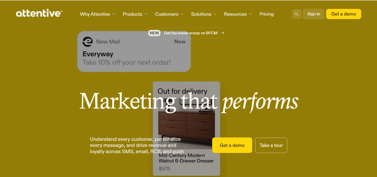 Homepage of Attentive