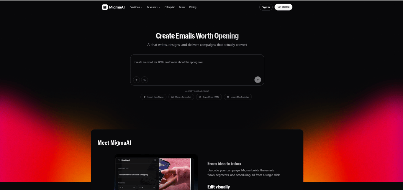 Homepage of MigmaAI