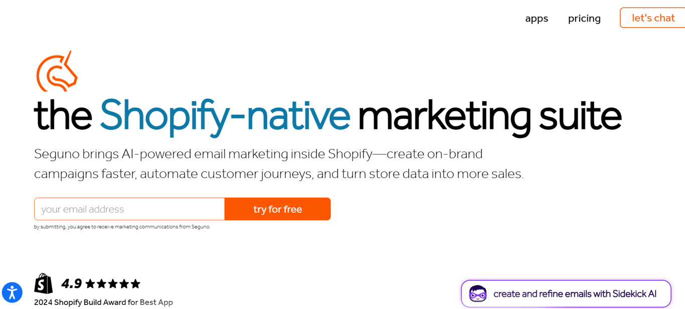 Seguno email marketing inside Shopify admin