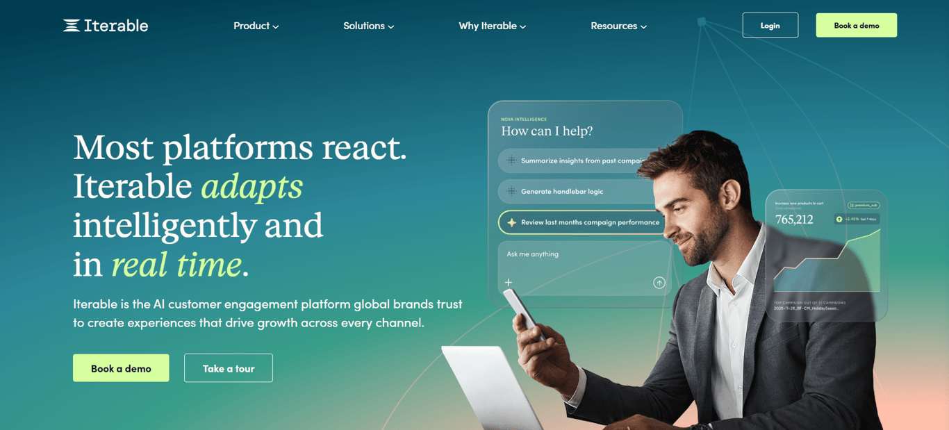 Iterable cross-channel campaign orchestration dashboard