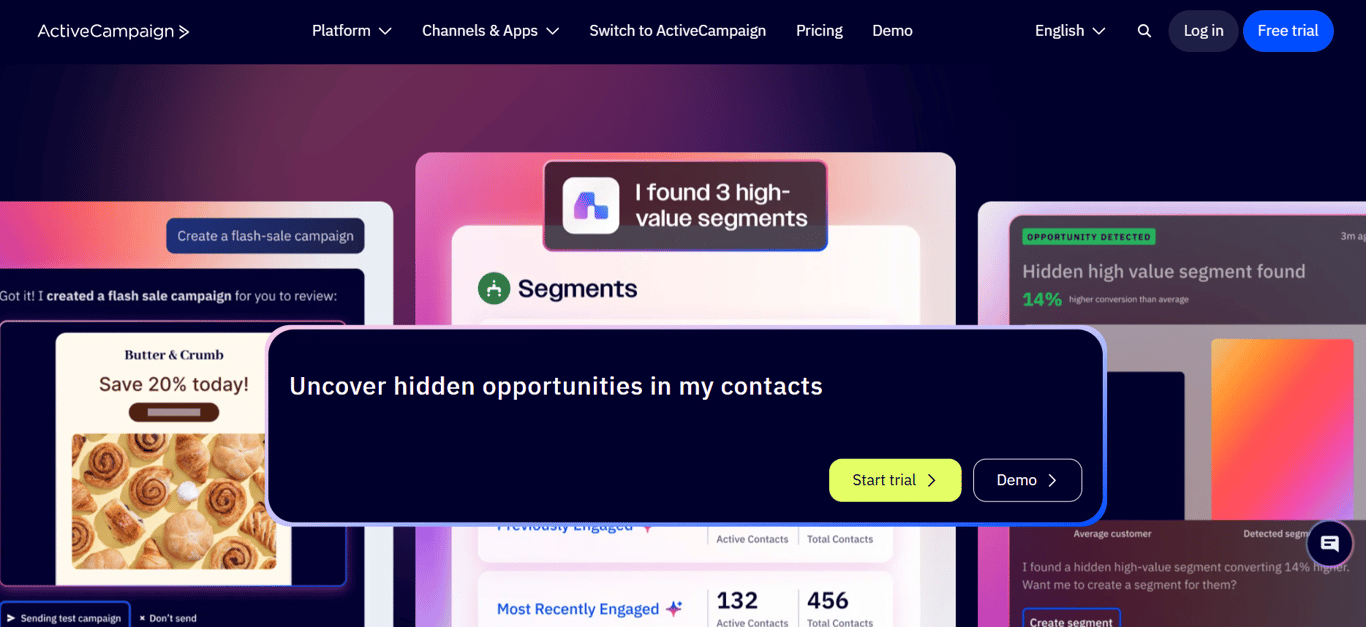ActiveCampaign CRM and email automation dashboard
