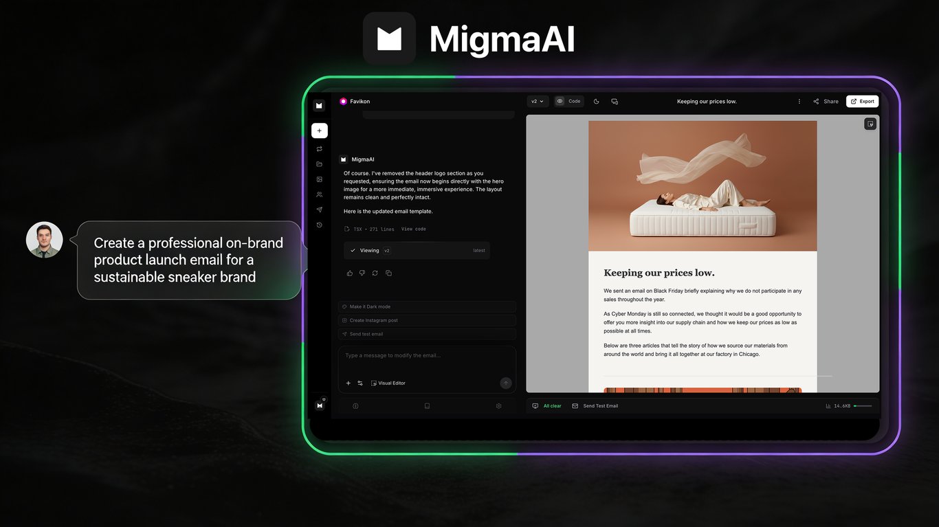 ImageMigma generates the complete structure, imagery, and content automatically. 