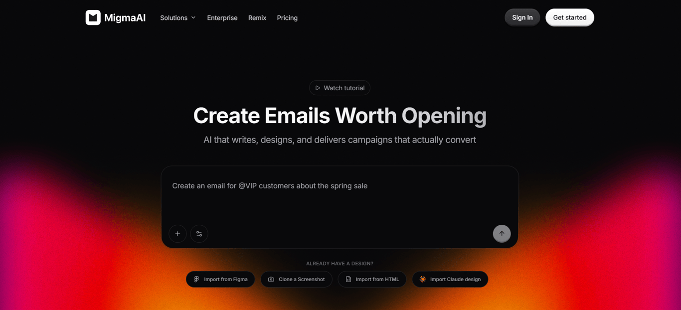 MigmaAI Homepage SS