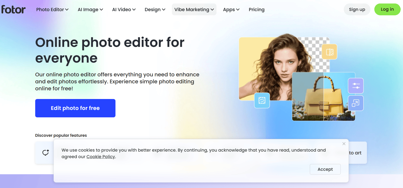 Homepage of Fotor
